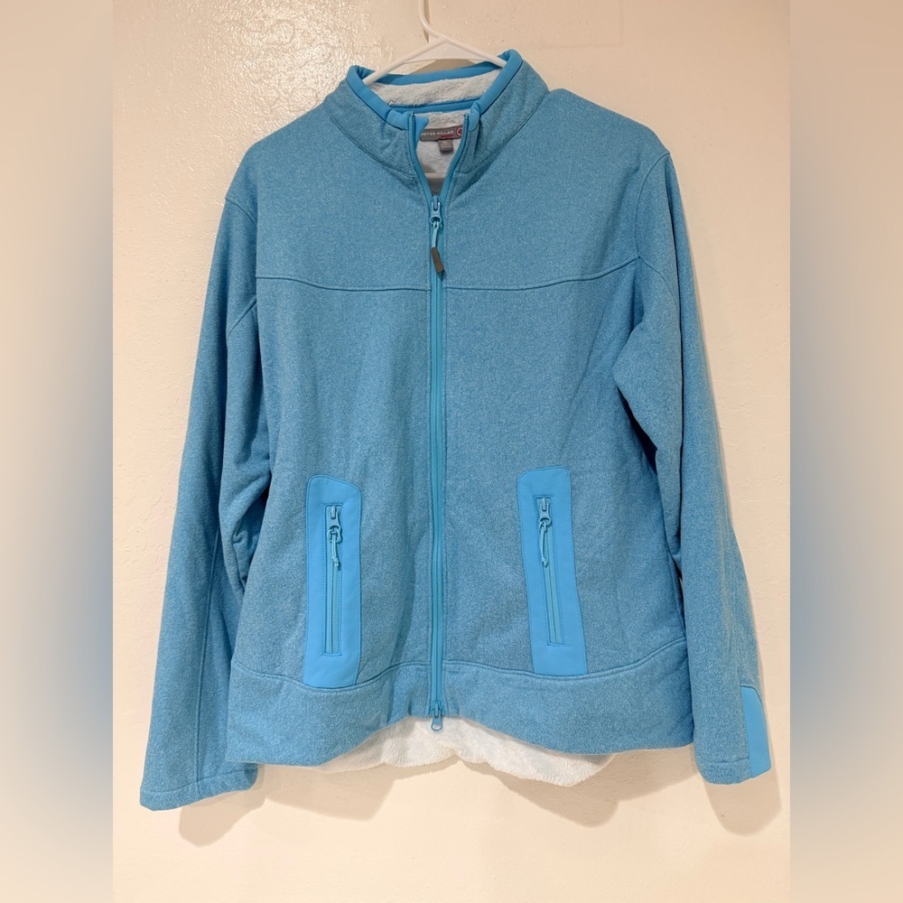 Peter Millar Warmth Blue Fleece Full Zip Sweater Jacket size XL